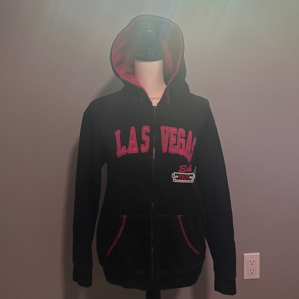 las vegas black and pink zip up